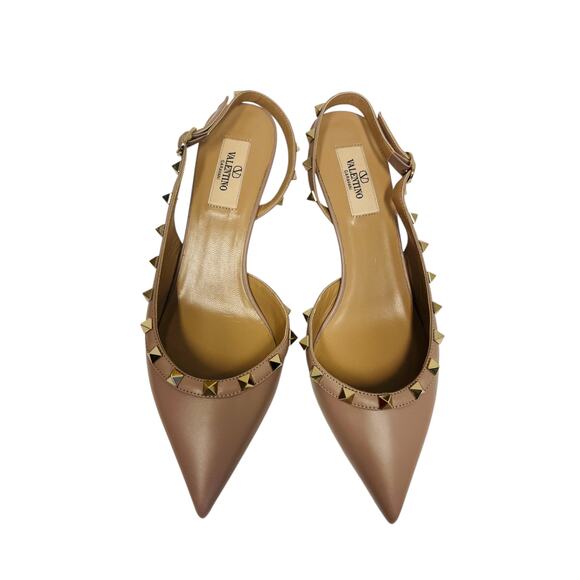 VALENTINO Pink Leather Rockstud Slingback Pointed Toe Pump Heels Size EU 39 US 9 - Picture 4 of 7